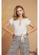 Tricou dama premium cu contururi dantelate si snur cu ciucuri decorativi