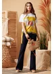 Tricou dama premium cu imprimeu calut boho pe matase de vascoza 