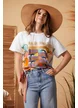 Tricou dama premium cu imprimeu caluti  pe matase de vascoza 