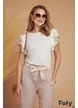 Tricou dama premium cu volane conturate cu dantela cu fir delicat de lurex