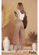 Tricou dama premium cu volane din in conturate cu dantela si imprimeu boho