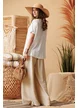 Tricou dama  premium din vascoza cu anchior si imprimeu flori boho