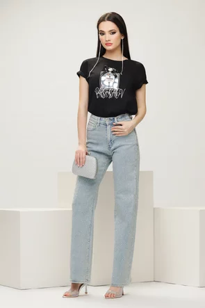 Tricou dama premium negru din bumbac parfum stilizat