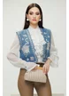 Vesta dama  din blug cu broderie premium 