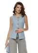 Vesta dama eleganta baby blue premium cu nasturi metalici aurii