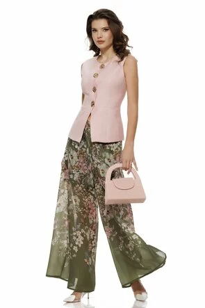 Vesta dama eleganta roz premium cu nasturi metalici aurii