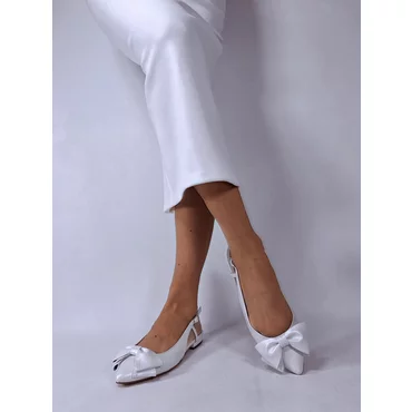 Balerini Piele Naturala  alb sidef Top