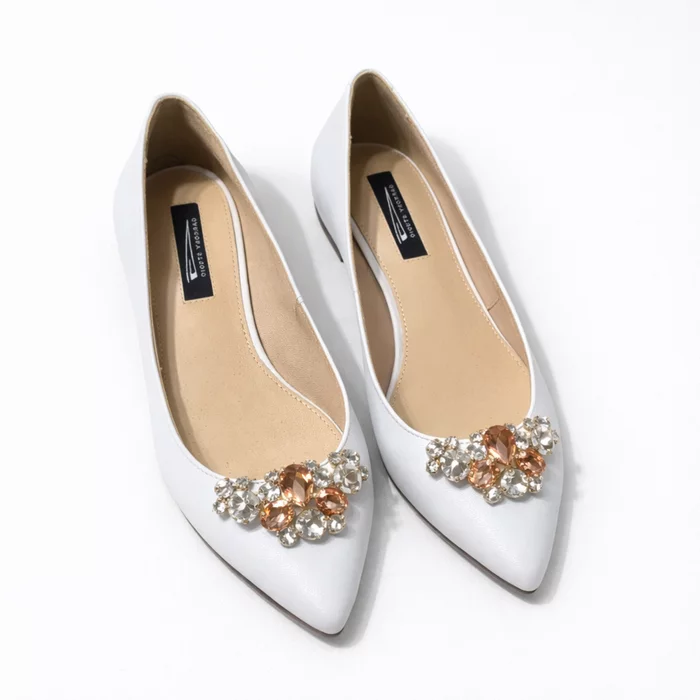 Balerini Piele Naturala Albi cu accesorii detasabile Francesca picture - 3