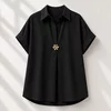 Camasa dama neagra croiala lejera marime universala picture - 1