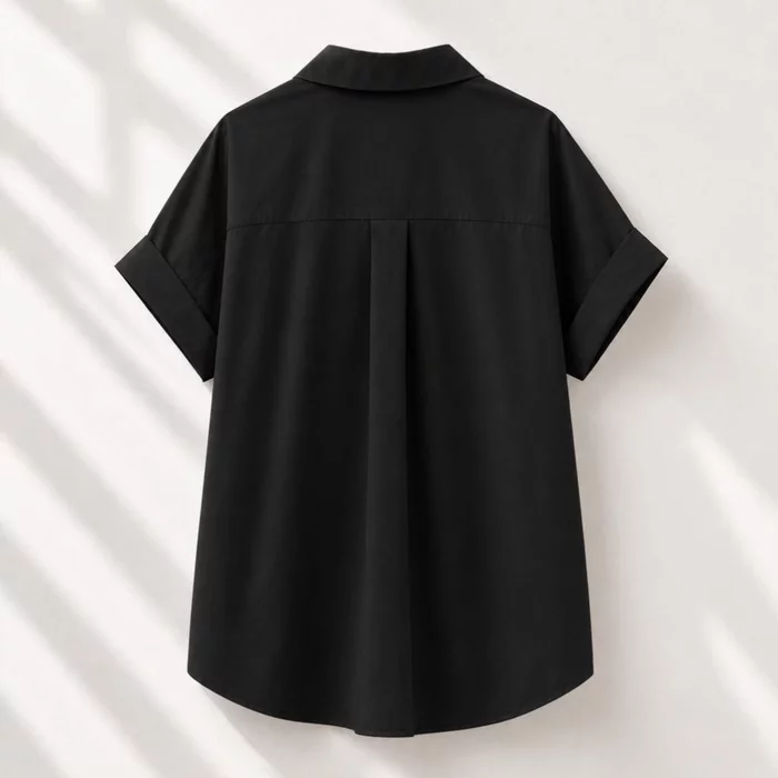 Camasa dama neagra croiala lejera marime universala picture - 3