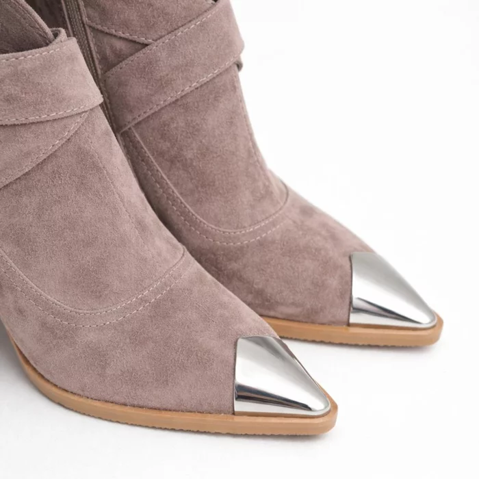 Ciocate Piele Naturala Bej cipria Western picture - 4