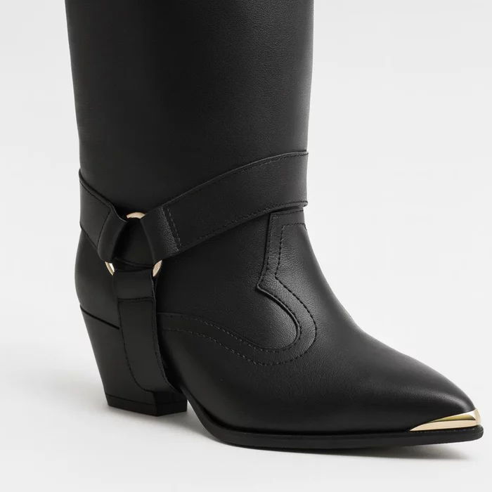 Cizme cu carambi detasabili Piele Naturala Negre box Jinx picture - 4