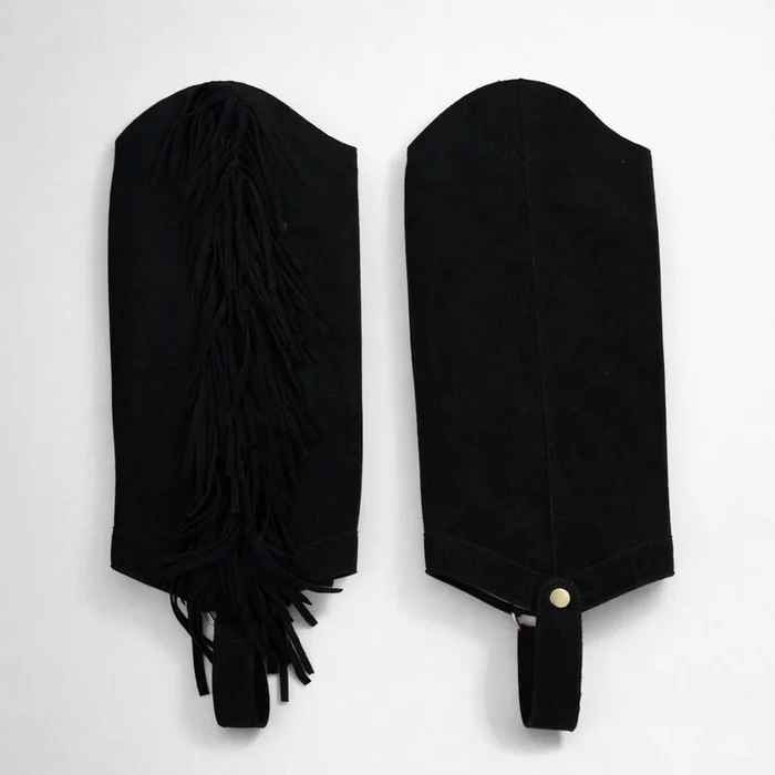 Cizme cu carambi detasabili Piele Naturala Velur Negru cu franjuri Dakota Jinx P picture - 4