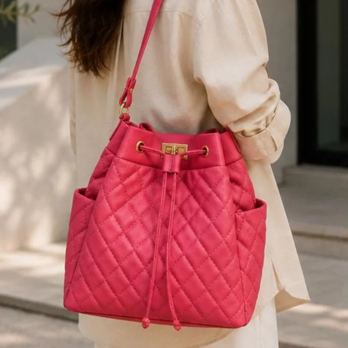 Geanta dama tip sac din Piele Naturala Roz flamingo Adoris picture - 2
