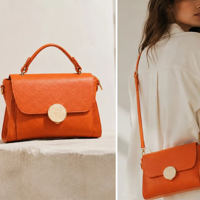 Geanta din Piele Naturala Orange Atelier picture - 2