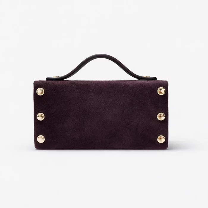 Geanta mini din Piele Naturala velur Bordo Virelle picture - 4