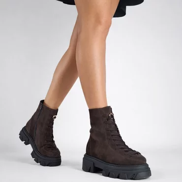 Ghete dama Piele Naturala Maro cu accesorii aurii Ring