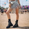Ghete dama Piele Naturala Negre cu accesorii argintii Ivanna picture - 2