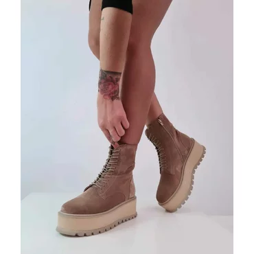 Ghete din piele naturala bej Arty