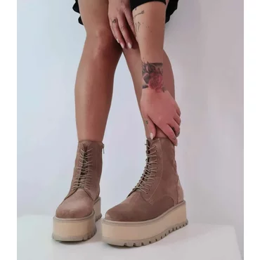 Ghete din piele naturala bej Arty