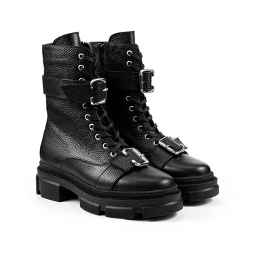 Ghete negre cu catarame din piele naturala Calipso