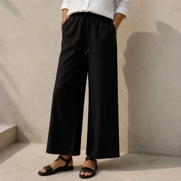 Pantaloni damă lejeri negri talie elastică mărime universală