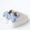 Pantofi casual Piele Naturala Alb cu Blue Bow picture - 2