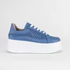 Pantofi casual Piele Naturala Albastri cu perforatii Dami picture - 2