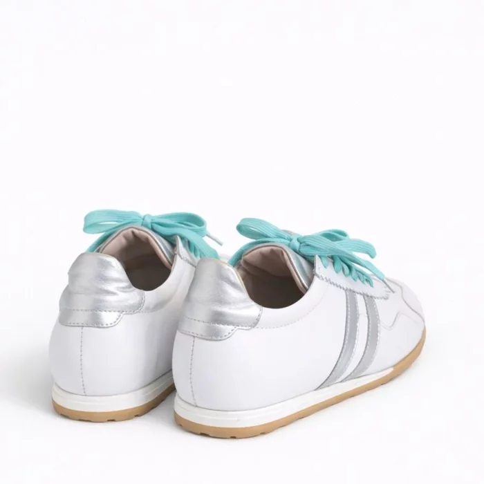 Pantofi casual Piele Naturala Albi cu Argintiu Celio picture - 5