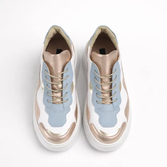 Pantofi casual Piele Naturala albi cu bej Sindy 2 picture - 5