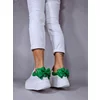 Pantofi casual Piele Naturala Albi cu Verde Bow