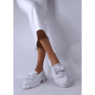 Pantofi casual Piele Naturala Albi Emerald