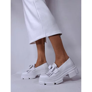 Pantofi casual Piele Naturala Albi Emerald