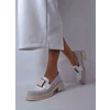 Pantofi casual Piele Naturala Bej cu Alb Lotus