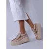 Pantofi casual Piele Naturala Bej cu imprimeu color Porto