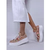 Pantofi casual Piele Naturala Bej roze cu imprimeu color Cherry