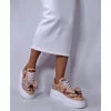 Pantofi casual Piele Naturala Bej roze cu imprimeu color Cherry B