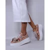 Pantofi casual Piele Naturala Bej roze cu imprimeu color Cherry B