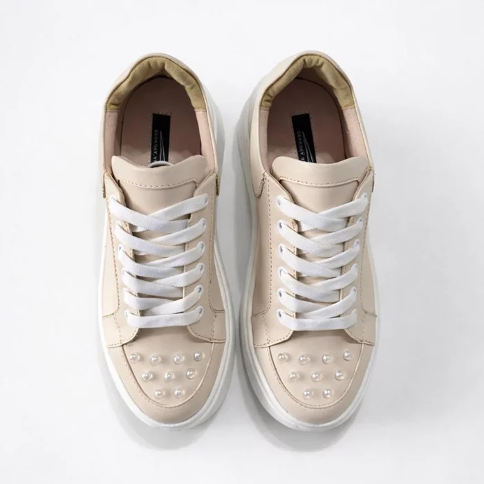 Pantofi casual Piele Naturala Crem Bubbles picture - 4