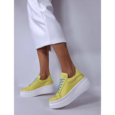 Pantofi casual Piele Naturala Galbeni Lemon Barni