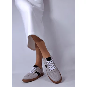 Pantofi casual Piele Naturala intoarsa Bej cu Negru Lara