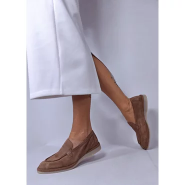 Pantofi casual Piele Naturala intoarsa Bej Taupe Brenda