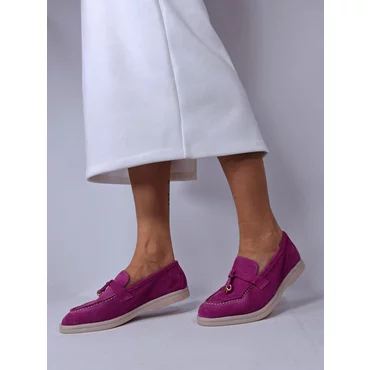 Pantofi casual Piele Naturala intoarsa Fuxia Brenda