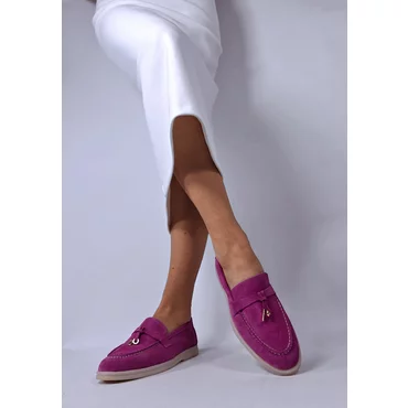 Pantofi casual Piele Naturala intoarsa Fuxia Brenda