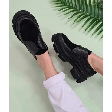 Pantofi casual piele naturala neagra Halsey