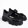 Pantofi casual Piele Naturala Negri cu accesoriu floare Ada picture - 1