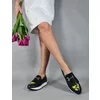 Pantofi casual Piele Naturala Negri cu galben Klara cu franjuri si accesoriu