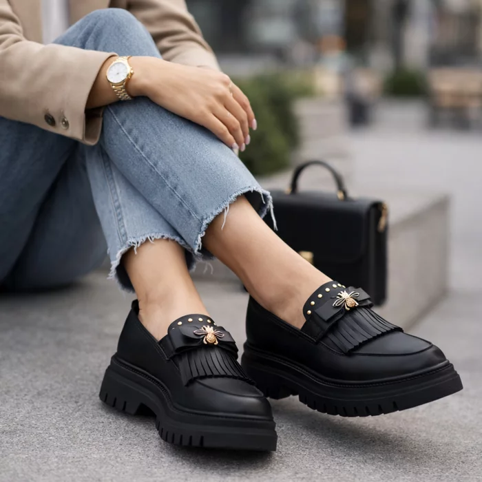 Pantofi casual Piele Naturala Negri Emerald picture - 2