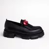 Pantofi casual Piele Naturala Negri Garkony Flower Loafer picture - 4