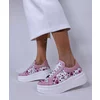 Pantofi casual Piele Naturala Roz cu imprimeu floral Doria